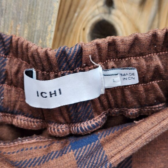 ATTRACTIVE ICHI Plaid Trousers Women Size Large IHKATE TARTAN Boho Work Office - Picture 3 of 6